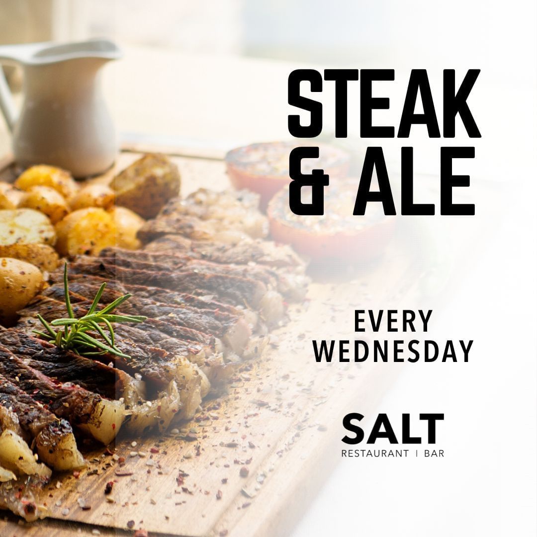 Steak and Ale promotion at Salt Restaurant featuring sliced beef with potatoes at The Morgan Resort Spa Village